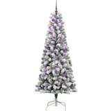 vidaXL Umjetno božićno drvce s nogom Zelena i bijela 210 cm PVC | shoptok.hr