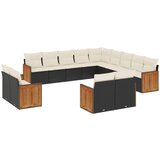  13-dijelni set vrtnih sofa s jastucima poliratan crni | shoptok.hr