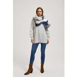 Marisse Navy Blue Checkered Scarf With Fringes Cene