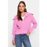 Trendyol Pink Zippered Collar Knitwear Cardigan