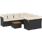  9-dijelni set vrtnih sofa s jastucima crni od poliratana | shoptok.hr
