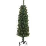 vidaXL Ozka umetna novoletna jelka s stojalom zelena 120 cm PVC | Shoptok.si