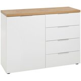 XORA komoda, bela, barve hrasta | Shoptok.si