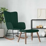  Stolica za ljuljanje s osloncem za noge tamnozelena baršunasta | shoptok.hr