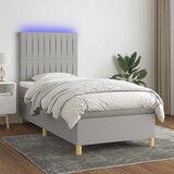  Krevet box spring s madracem LED svjetlosivi 90x200 cm tkanina | shoptok.hr