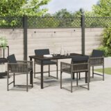 vidaXL 5-delni set vrtnega jedilnega pohištva z blazinami siva poly ratan | Shoptok.si