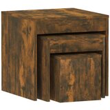  Komplet mizic 3-delni dimljeni hrast konstruiran les, (20714402) | Shoptok.si