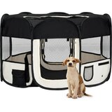 vidaXL Zložljiva pasja ograjica s torbo črna 125x125x61 cm, (20799139) | Shoptok.si
