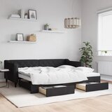 vidaXL Izvlečna dnevna postelja s predali črna 90x200 cm blago Cene