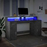 vidaXL Radni stol s LED svjetlima sivi 160x55x91 cm konstruirano drvo | shoptok.hr