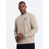 Ombre Men's non-stretch sweatshirt with college style patch - sand | shoptok.hr