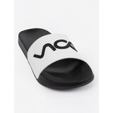 Shelvt White and black flip-flops with an inscription | Shoptok.si