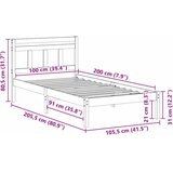  Krevetna konstrukcija Smeđa 100 x 200 cm Čvrsto borovo drvo | shoptok.hr
