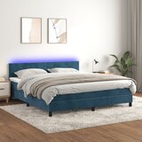 The Living Store Box spring postelja z vzmetnico LED temno modra 160x200cm žamet - Box Spring Postelja, (21488871) Cene