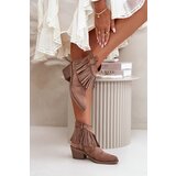 S. BARSKI Women's Cowboy Boots With Zip Eco Suede Brown S.Barski | Shoptok.si