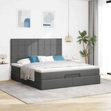 vidaXL Otomanski posteljni okvir z vzmetnico siv 160x200 cm blago | Shoptok.si