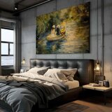  XXL slika - Boat crossing - painting of two women sailing a boat on a river 180x120 | shoptok.hr