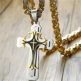 IZMAEL Ogrlica s Križem SB-38751 - Srebrna / Zlatna / Crna / 70cm | shoptok.hr