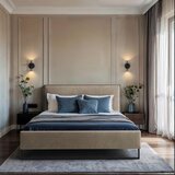 MID.YOU OBLAZINJENA POSTELJA 140 cm x 200 cm , les, tekstil, leseni material rjava | Shoptok.si