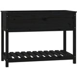 Maison Chic Visoka greda - Greda - Cvetlični Lonec s polico črna 111,5x54x81 cm trdna borovina, (21790223) | Shoptok.si