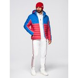 Ombre Men's quilted jacket with detachable hood - blue and red | ePonuda.com