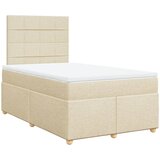 vidaXL Box spring postelja z vzmetnico krem 120x200 cm blago, (21306850) | Shoptok.si