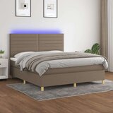  Box spring postelja z vzmetnico LED taupe 180x200 cm blago, (20930467) Cene