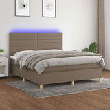  Box spring s madracem LED smeđesivi 180x200 cm tkanina | shoptok.hr