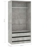  Ormar siva boja betona 100 x 50 x 200 cm od konstruiranog drva | shoptok.hr