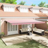 vidaXL avtomatska retraktibilna tenda z led rdeča in bela črta 600x300 cm | Shoptok.si