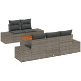 vidaXL 6-delni vrtni kavč set z blazinami siva poli ratan akacija, (22093484) | Shoptok.si
