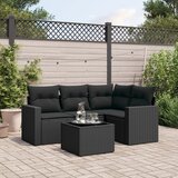 Maison Chic Seti vrtnega pohištva - Vrtna garnitura - Vrtni pohištvo set 5-delna z blazinami črn poli ratan, (21819694) | Shoptok.si