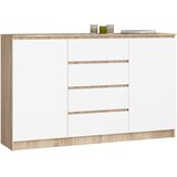 AKORD Komoda, 2 Vrata In 4 Predali, Hrast Sonoma/Bela, (5000332739) | Shoptok.si