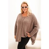 Kesi Włoski Women's Plus Size sweater with acrylic, loose fit and 3/4 sleeve fango Cene