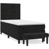  The Living Store Box spring postelja z vzmetnico črna 100x200 cm žamet - Box Spring Postelja, (21450197) | Shoptok.si