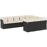  10-dijelni set vrtnih sofa s jastucima crni od poliratana Crna 62 x 62 x 69 cm | Shoptok.si