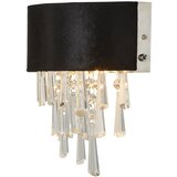 Searchlight Glamour Stenska svetilka z 2 lučema, črni žamet, prozorni kristal, (22100556) | Shoptok.si
