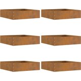 vidaXL Robovi trave 6 pcs Rjav 50 x 50 x 13 cm Vremensko odporno jeklo | Shoptok.si