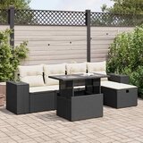  6-dijelni set vrtnih sofa s jastucima crni od poliratana Cijene