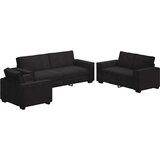  3-dijelni set sofa s jastucima crni baršun | shoptok.hr
