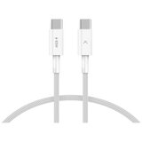 Ksix kabel za prijenos podataka, USB-C na USB-C, 65W PD, pleteni, 1.0m, bijeli | shoptok.hr