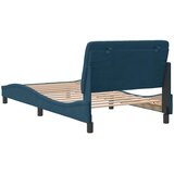 vidaXL Posteljni okvir z vzglavjem moder 100x200 cm žamet | Shoptok.si