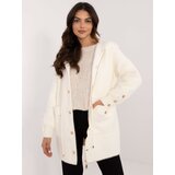 Fashion Hunters Ecru women's alpaca coat with pockets Cene