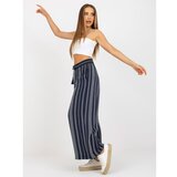 Fashion Hunters Navy blue linen pants made of striped fabric SUBLEVEL Cene