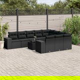 vidaXL 11-dijelni set vrtnih sofa od poliratana s jastucima crni | shoptok.hr
