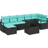  Vrtna sedežna garnitura z blazino 8 pcs Črna Poly ratan, (5000142935) | Shoptok.si