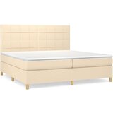  Krevet s oprugama i madracem krem 200 x 200 cm od tkanine | shoptok.hr