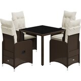 vidaXL vrtna bistro garnitura 5-delna z blazinami rjav poli ratan, (21324053) | Shoptok.si