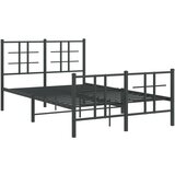 Metalni Kovinski posteljni okvir z vzglavjem in vznožjem črn 120x200 cm | Shoptok.si