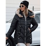 DStreet Kurtka damska zimowa MELOMA pikowana z kapturem czarna | Shoptok.si